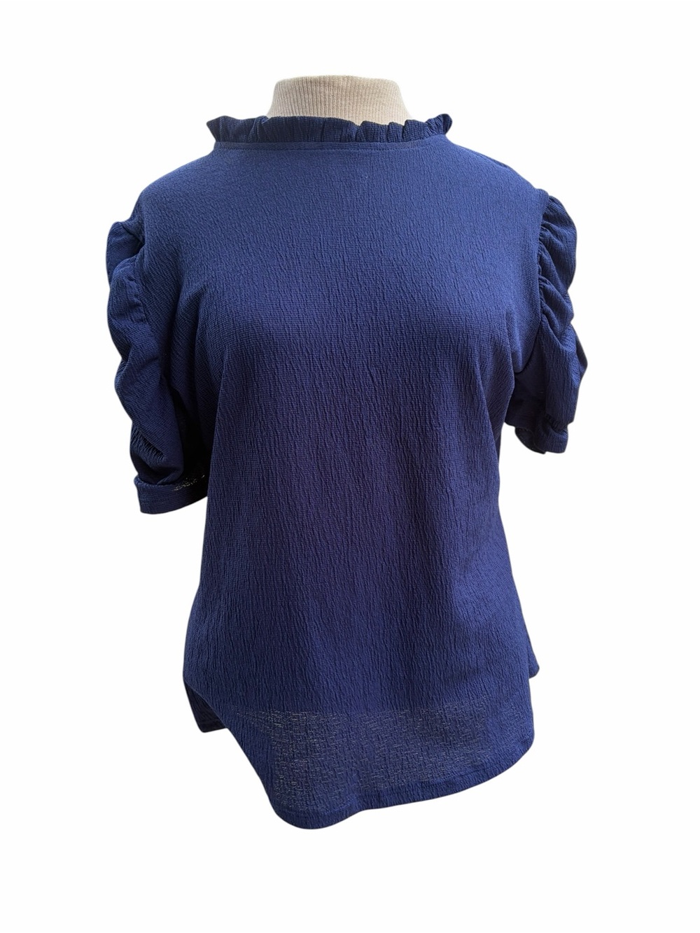 Ruffle Sleeve Navy Blouse